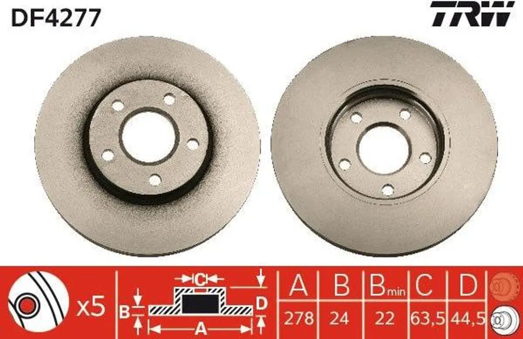 Disque de frein ventilé TRW pour utilitaire Transit et Tourneo
