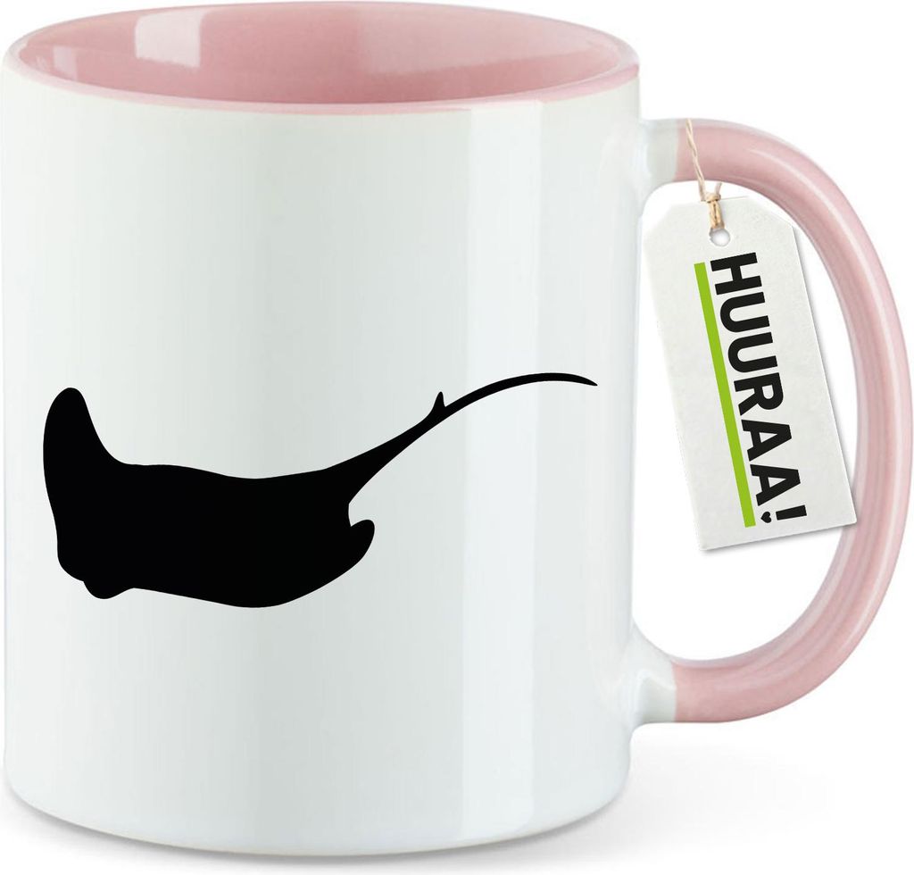 Huuraa Kaffeetasse Rochen Silhouette 330ml Rosa Keramik Kaffeebecher Geschenkidee
