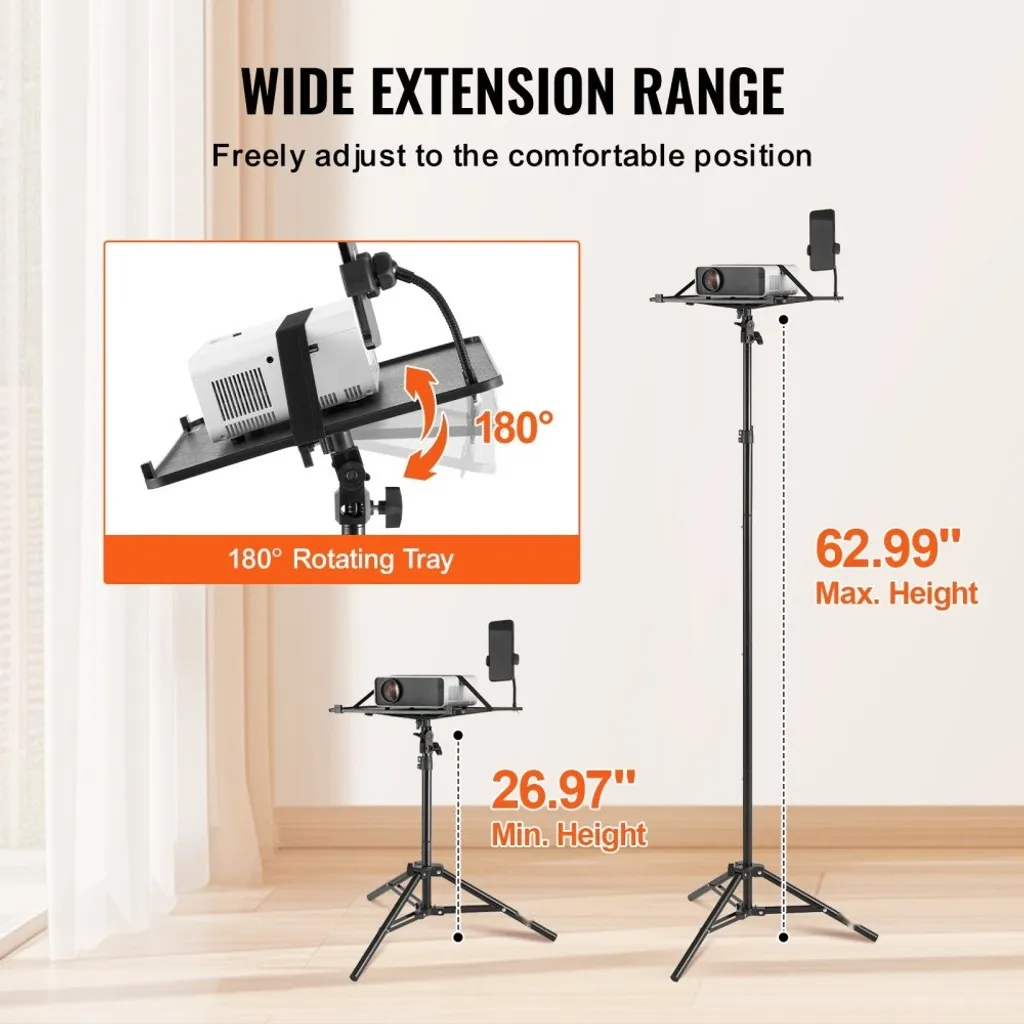 Trépied vidéoprojecteur télescopique et support ordinateur portable