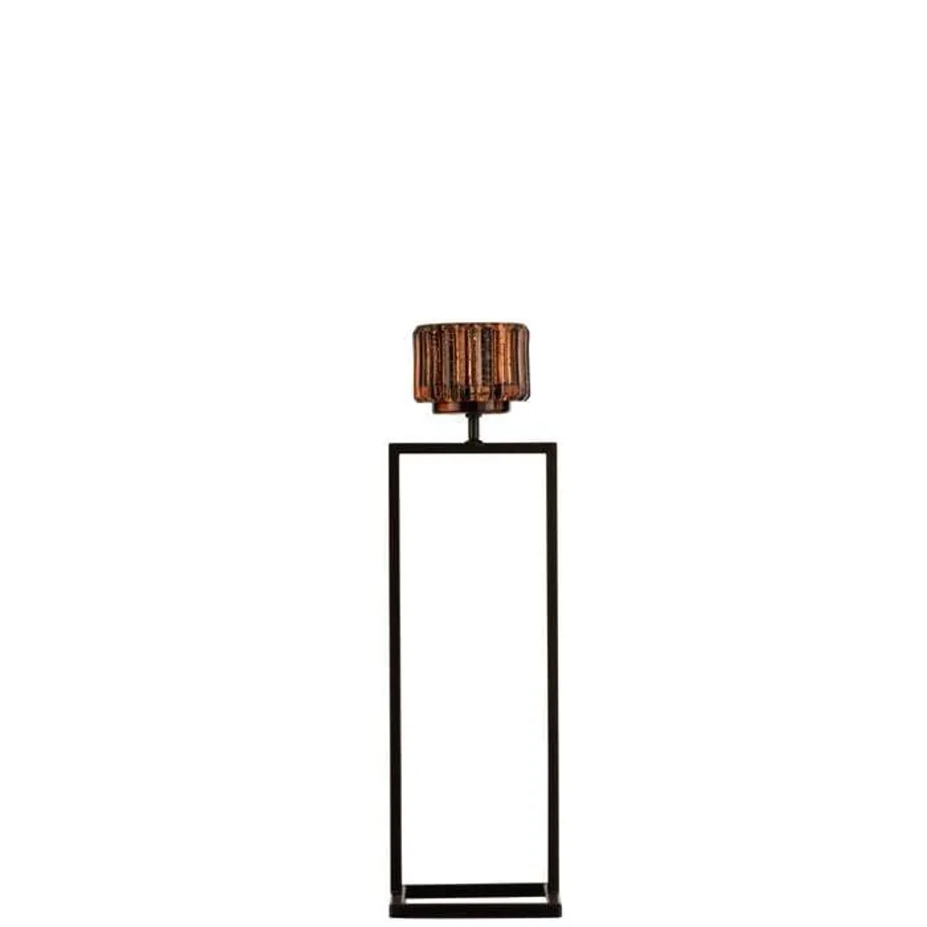 Photophore sur Pied J-Line Large Marron en Verre pour Éclairage Doux