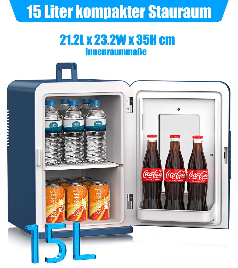 DollarDash Kompakt-Kühlschrank 50 Liter / 70 Dosen – Mit Glastür, Digitalanzeige, Verstellbaren Regalen – Leise <39 DB, Kompressor