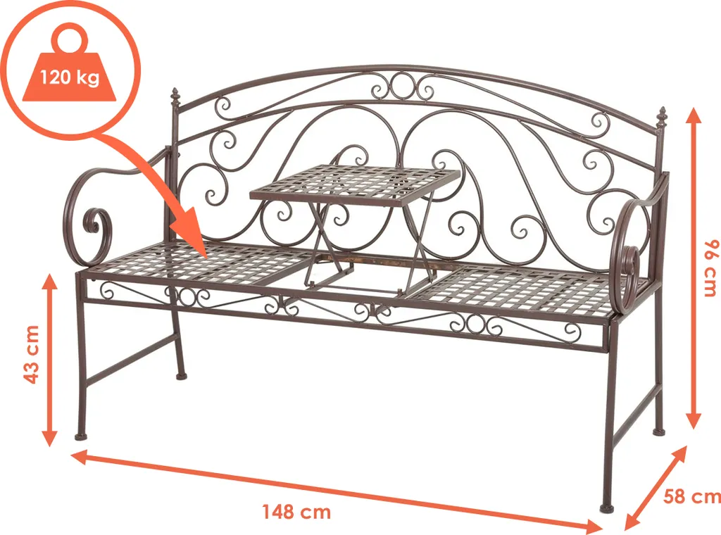 Banc SAKET avec table relevable - Mobilier de jardin modulable et robuste