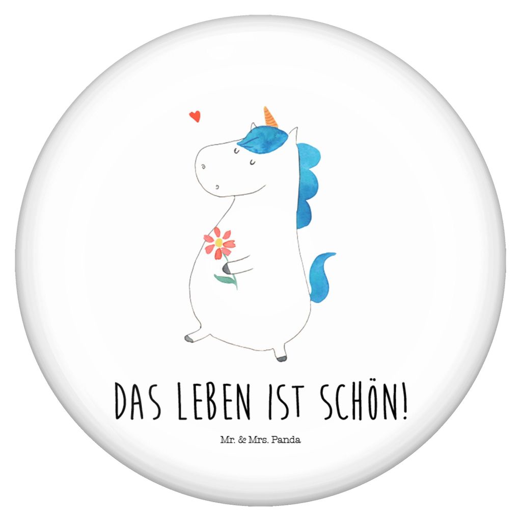 Mr. & Mrs. Panda Button Einhorn Spaziergang - Weiß - Geschenk, Blumen, Anstecker Pin, Badge, Motivation, Unicorn, Plakette, Mutter, Freundin