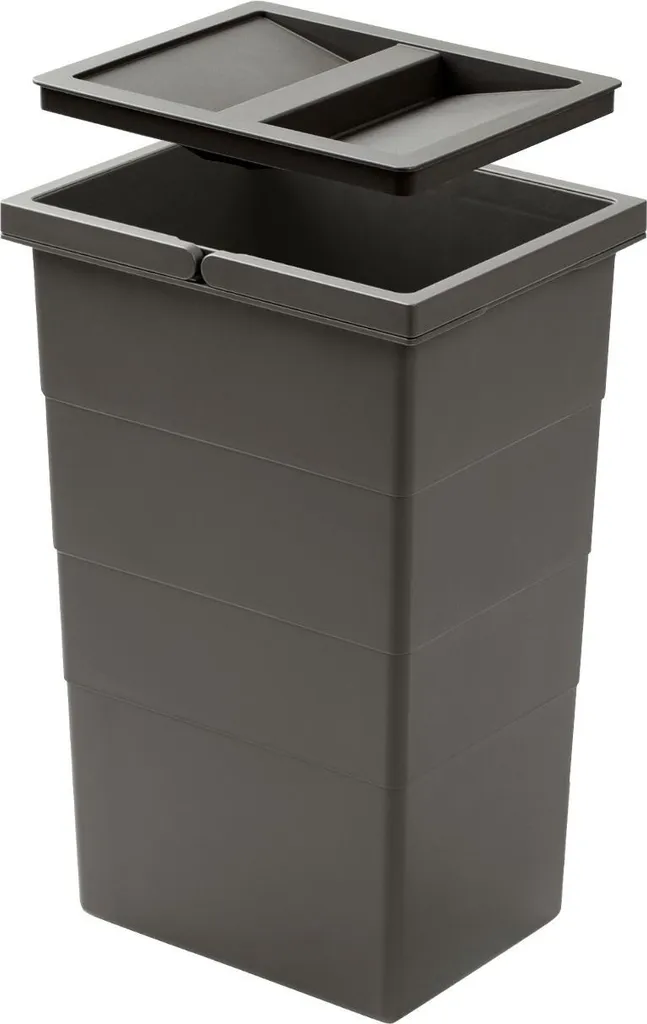 Seau de Cuisine 13L Anthracite 242x192x380mm - Bac Plastique avec Couvercle