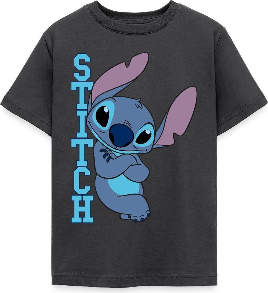 Lilo & Stitch | Stitch Mit Schriftzug Teenager T-Shirt, 152/164 (12-14 Jahre), Dunkelgrau