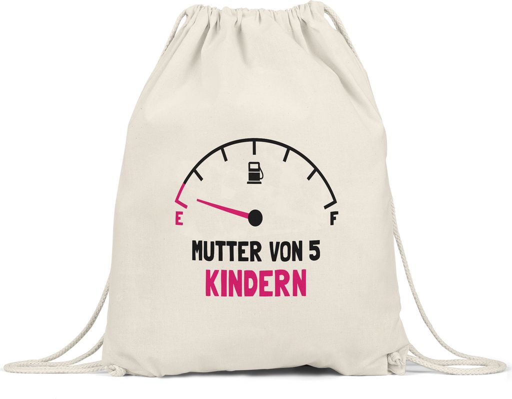 Mutter von 5 Kindern Turnbeutel Gymsack Lustig Energielos Tank ist Leer Spruch Geschenk Fünffache Mutter