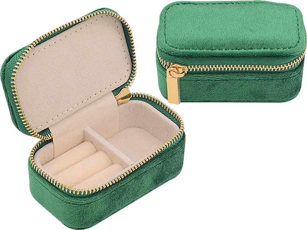 Cofanetto Regalo Velluto Verde INF | Scatola Orecchini e Anelli di Lusso