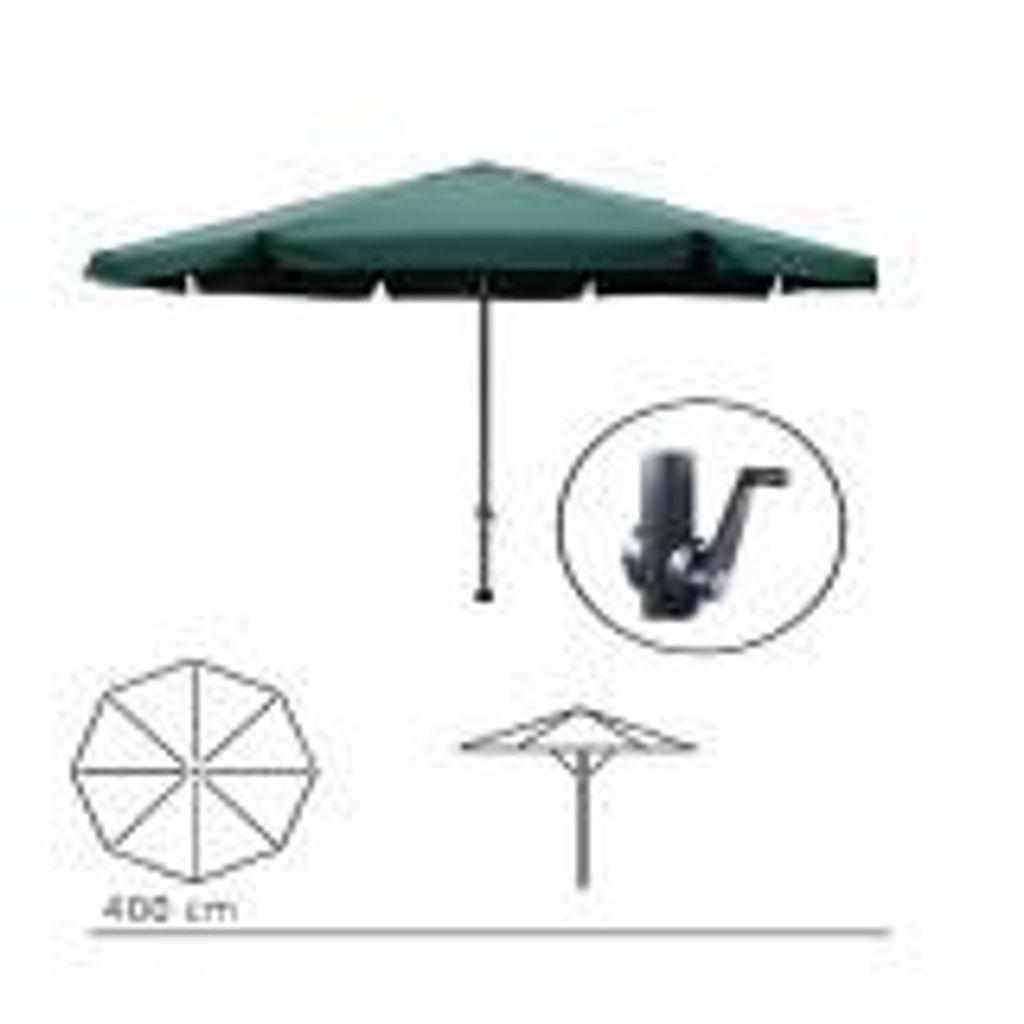 Sonnenschirm Alu Ø4m mit Kurbel mit Krempe Gartenschirm Produktbild 