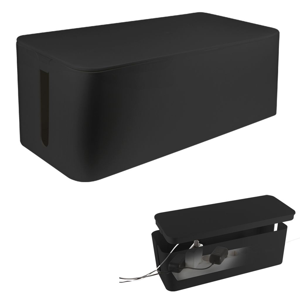 Volwco Kabelbox Groß Kabelmanagement-Box Aus ABS Kunststoff und Hölzern Weiß Kabel Verwalten und Organisieren für Maximale Sicherheit