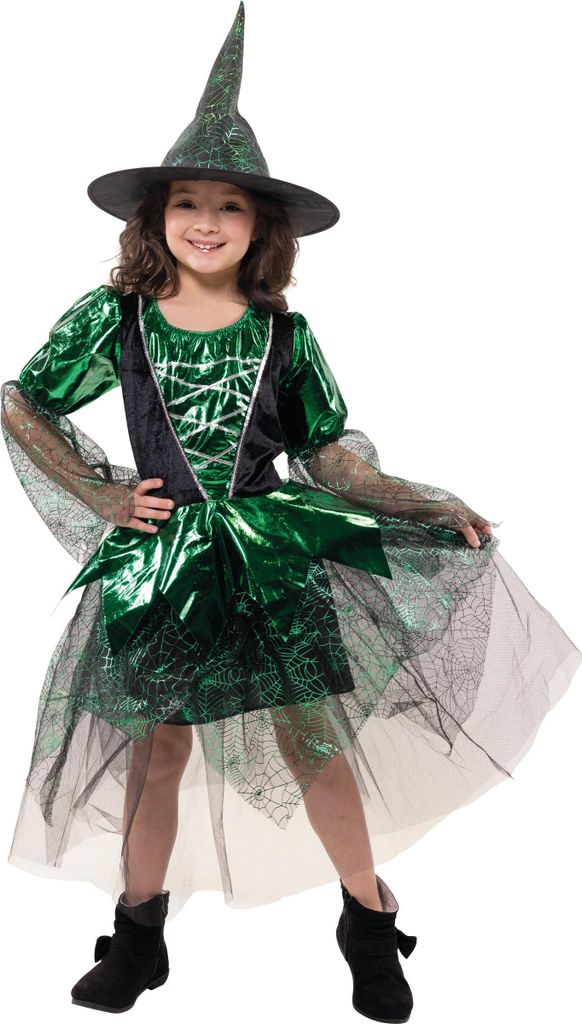 Kostüm Hexe Greeny Kleid Halloween schwarz grün, Groesse:104