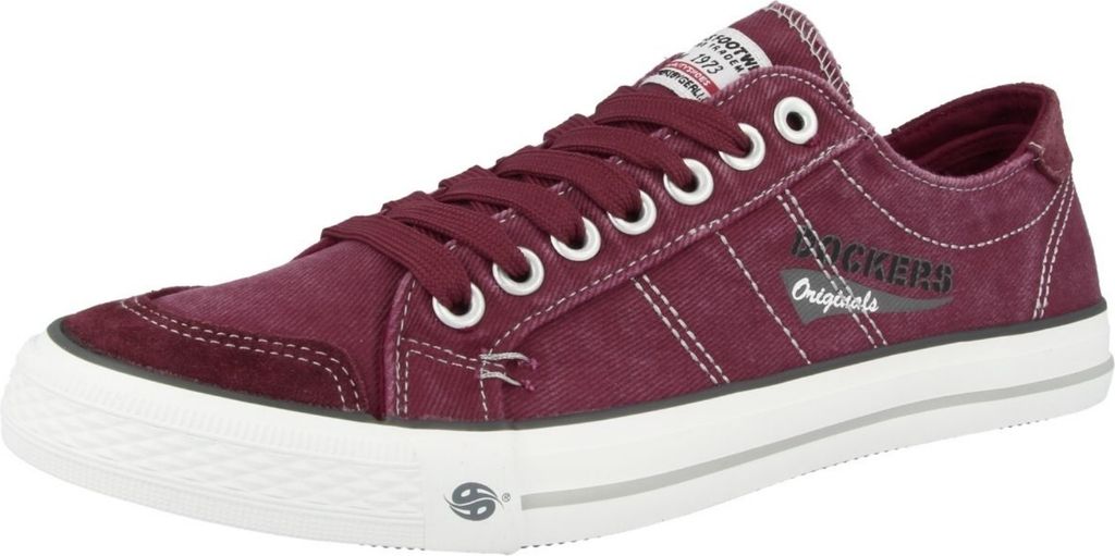 DOCKERS by Gerli Herren Sneaker Washed Canvas Schuhe Slipper Freizeitschuhe, Farbe:Rot (Dunkelrot 720), Größe:EUR 42