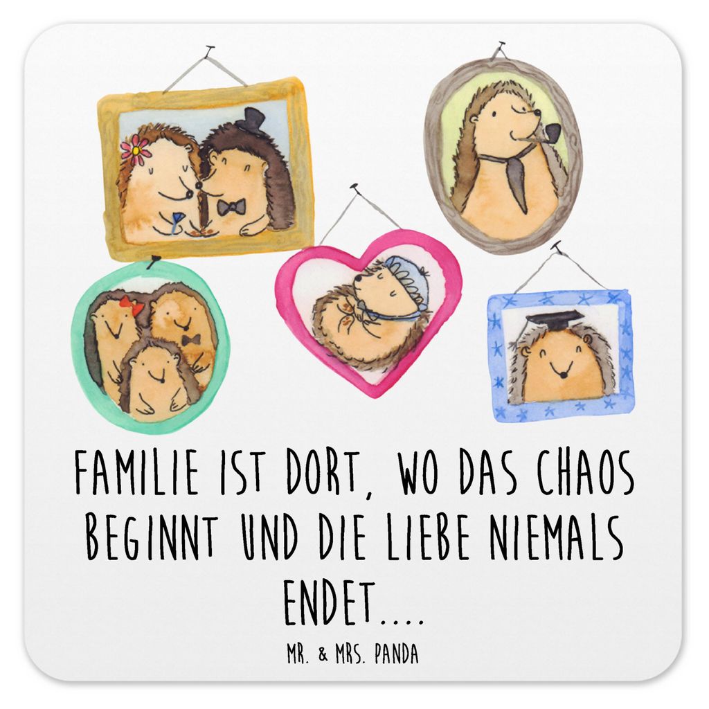 Mr. & Mrs. Panda Tischuntersetzer Igel Familie 10er Set - Weiß - Geschenk, Glas-Untersetzer, Tassenuntersetzer, Muttertag, Mama, Tassen-Untersetze...