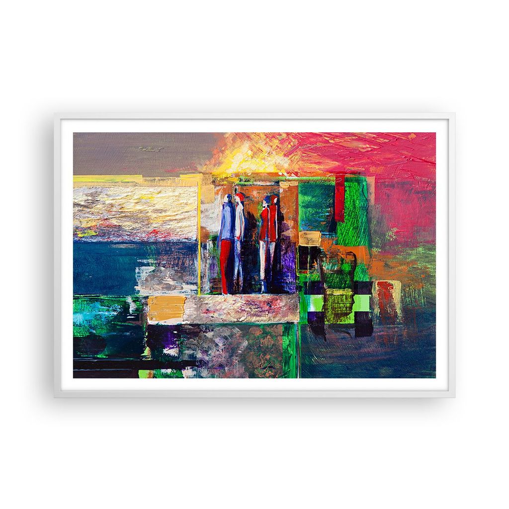 Gerahmtes Poster - Weißer Rahmen - Abstraktion modern - 100x70 cm - Wand Bild - Wanddeko - Wandbilder - Kunstposter - Wandposter - Bilderrahmen - ...