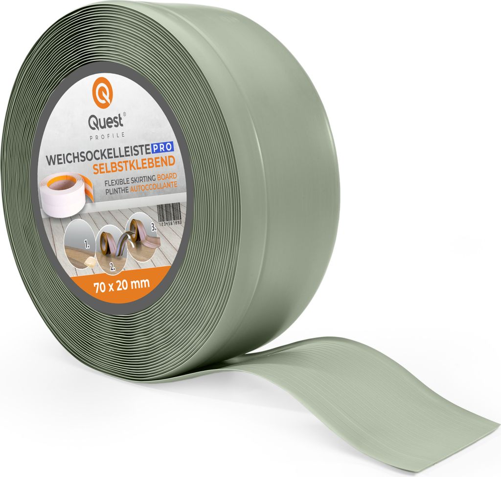 QUEST Weichsockelleiste 70x20mm, 5m, Flexibel Bodenleiste, Produktbild 