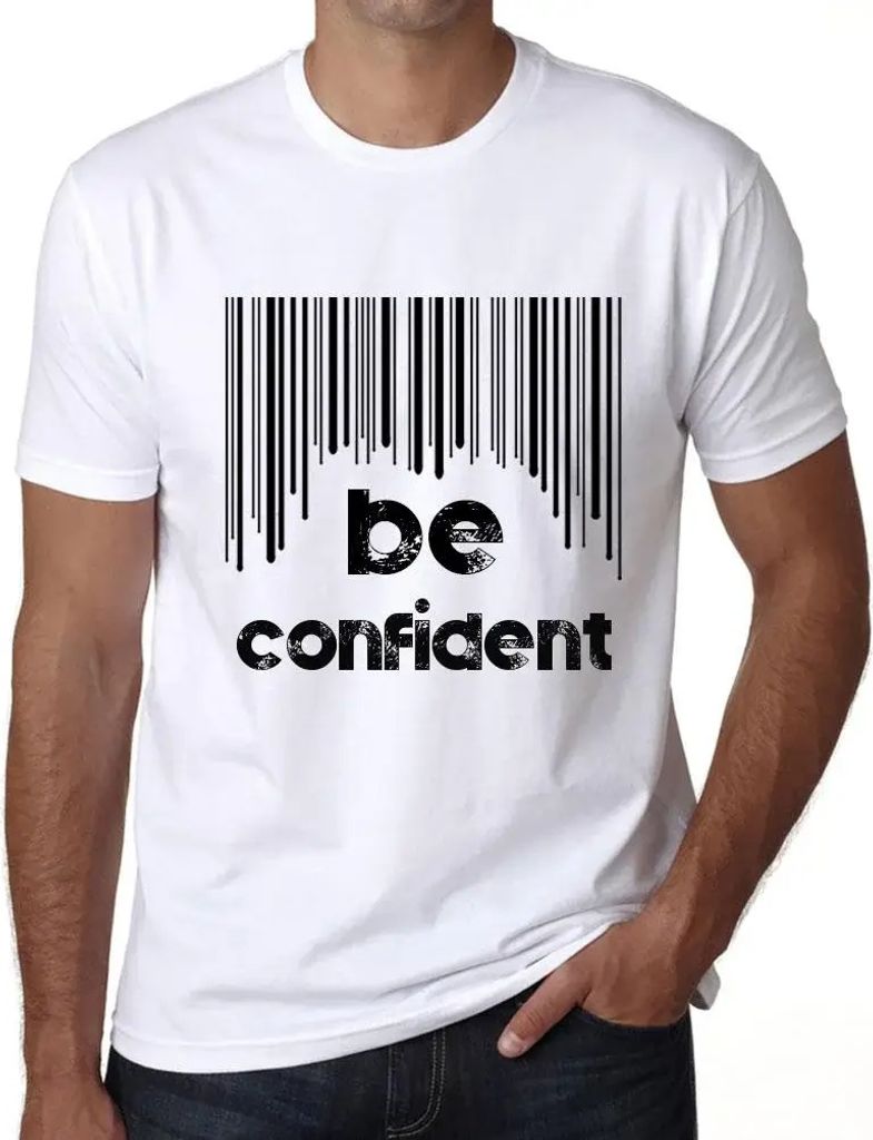 Herren Grafik T-Shirt Barcode zuversichtlich sein – Barcode Be Confident – Öko-Verantwortlich Vintage Jahrgang Kurzarm Lustige Druck Geburtstag