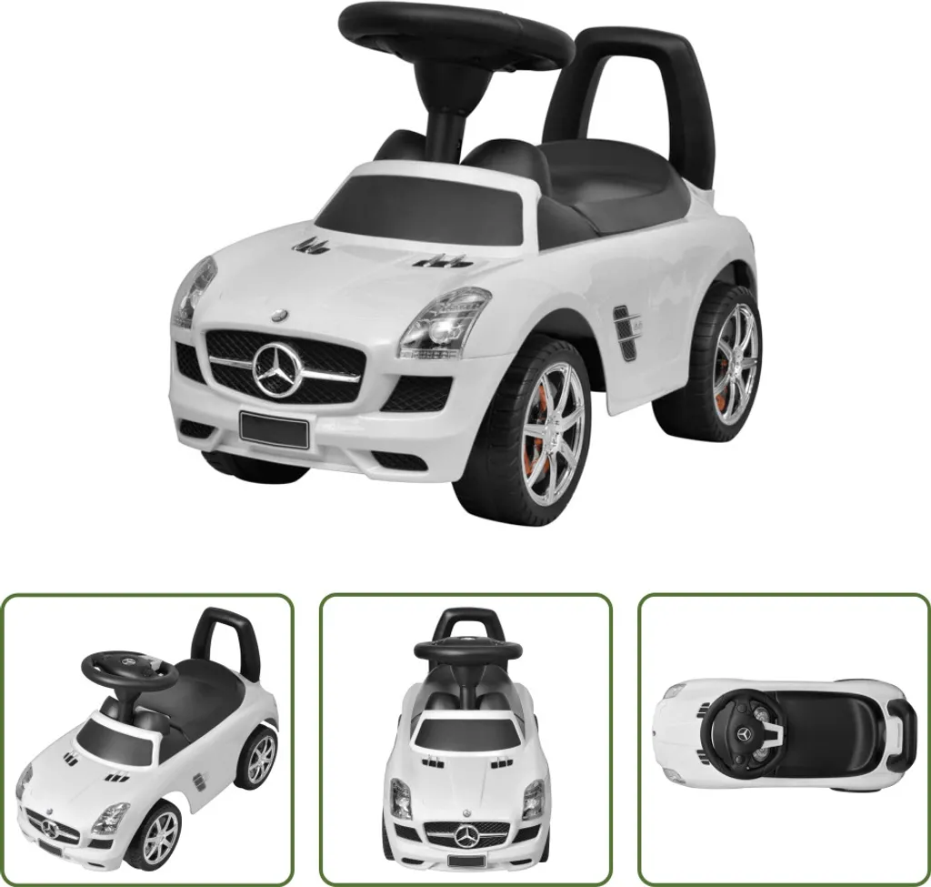 Voiture à pédales pour enfants coloris blanc avec volant directionnel