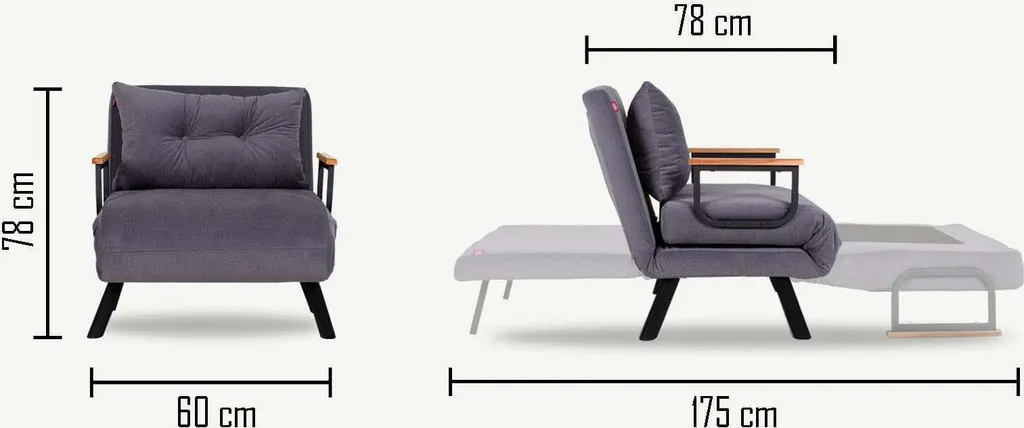 Fauteuil Convertible 1 Place Vert Pétrole Sando pour Petits Espaces