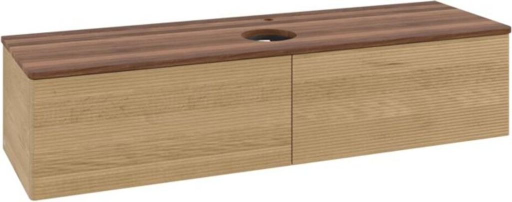 V&B Waschtischunterschrank mit Frontstruktur -Beleuchtung Antao 160x50cm, HL, WBP-farbe w. wal, hon. Oa