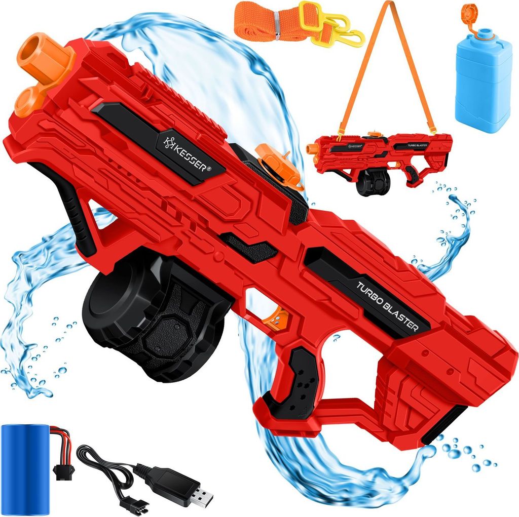 KESSER Elektrische Wasserpistole mit Akku Spritzpistolen 1000 ml + 600 ml Extra-Tank große Wasserspritzpistole für Kinder und Erwachsene, Sehr ...