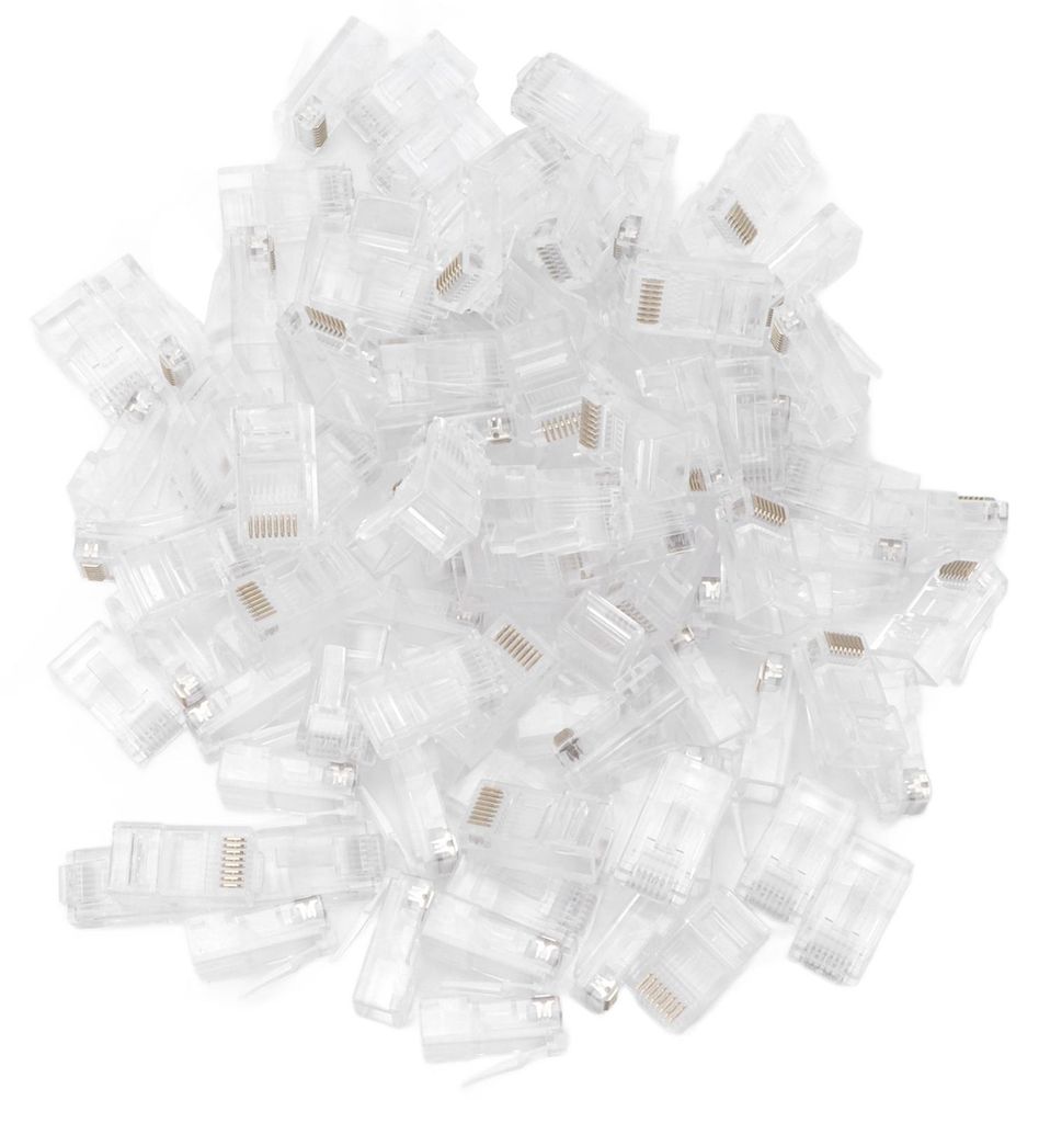 100 Stück Netzwerk-Kristallköpfe, vergoldet, robuste Kabelverbinder, Steckerklemmen