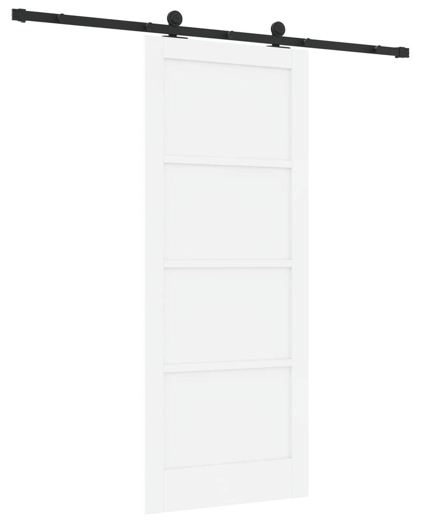 vidaXL Schiebetür Weiß und Schwarz 83 x 202 cm Massives Kiefernholz