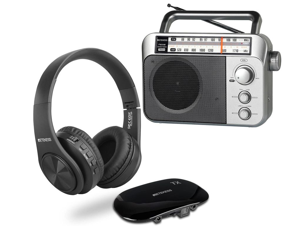 Retekess TR604 Tragbares Radio und TA005 Kabellose Kopfhörer, geeignet für Senioren, ein Geschenk für Eltern