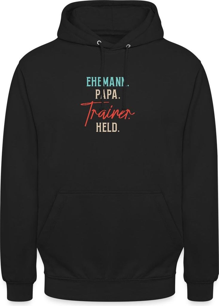 Spreadshirt Ehemann Papa Trainer Held Fußball Coach Uni Hoodie, 4XL, Schwarz
