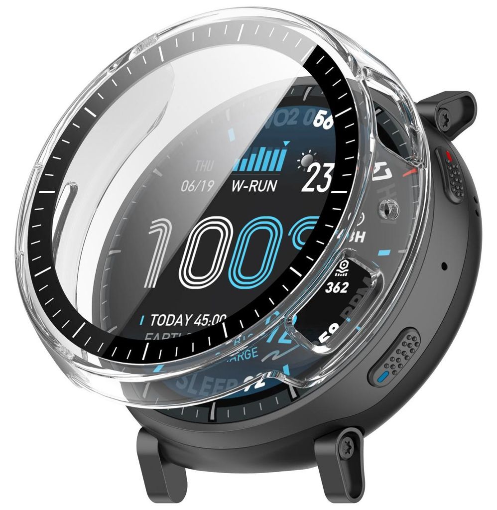 INF PC-Hülle mit gehärtetem Glas für Huami Amazfit Active Max 5,15x5,18cm Transparent