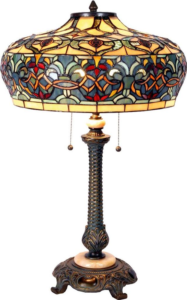 Clayre & Eef Tiffany Tischlampe Ø 47x71 cm Blau Glas