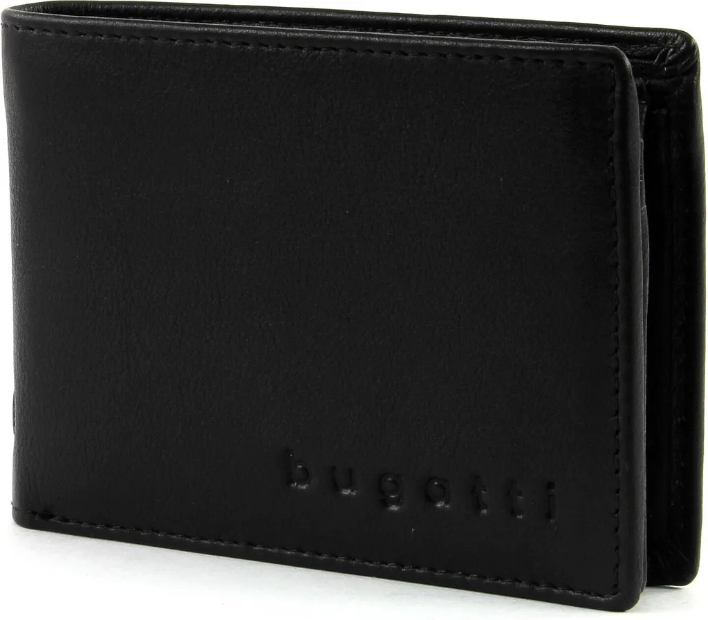 bugatti Pelle portafoglio City Line RFID Coin Wallet with Flap 4CC Black nero