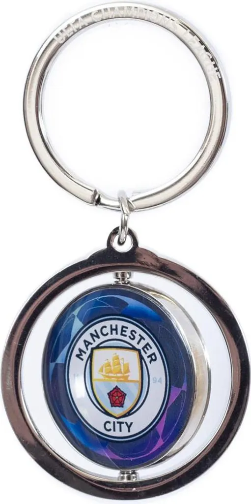 Porte-clef Spinner Manchester City Ligue des Champions en Métal Inoxydable