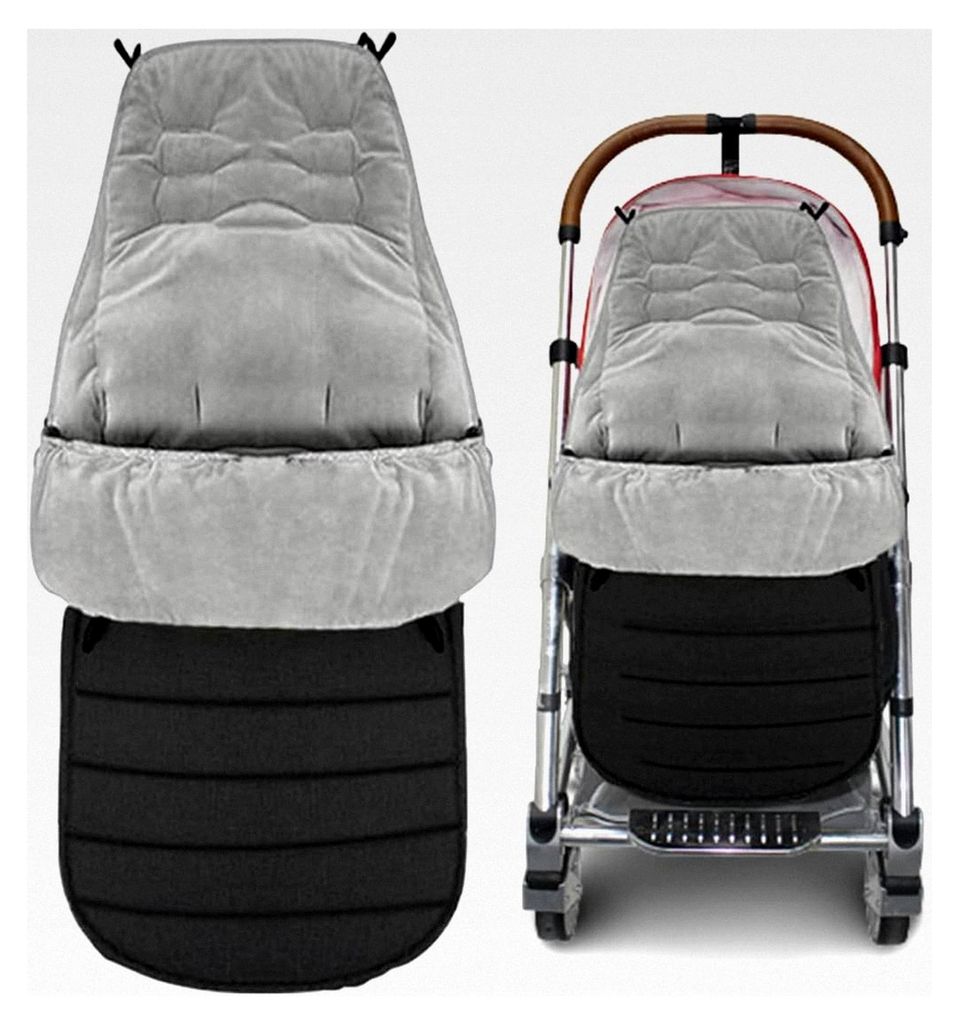 Winter Fußsack für Kinderwagen und Buggy, extrem warm, rutschfest, abnehmbar, passend für alle Kinderwagen und Prams, schwarz, 95-53 cm