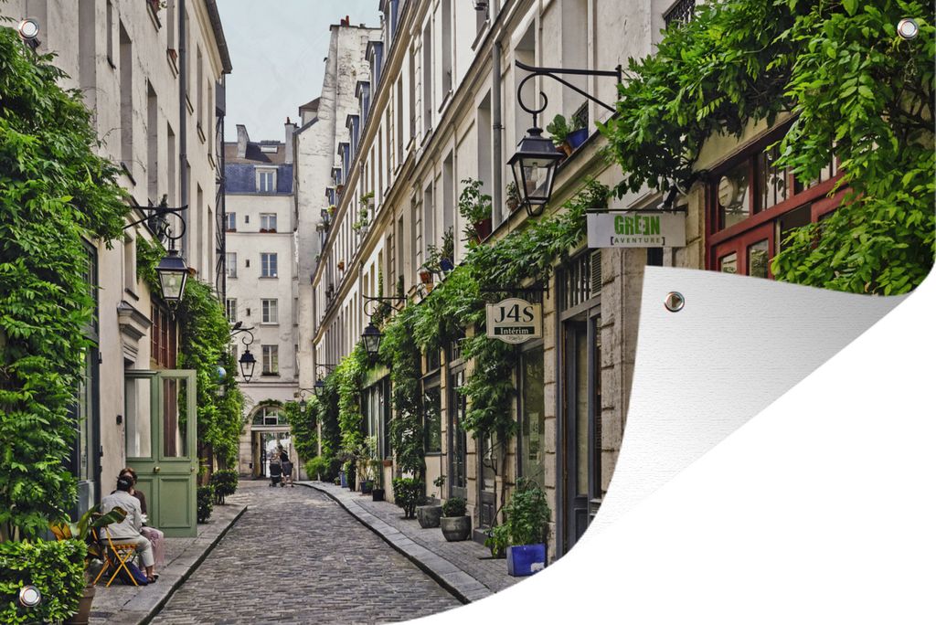 MuchoWow 90x60 cm Outdoor-Poster Gartendeko Sichtschutz Garten Poster für den Garten Straße in Paris