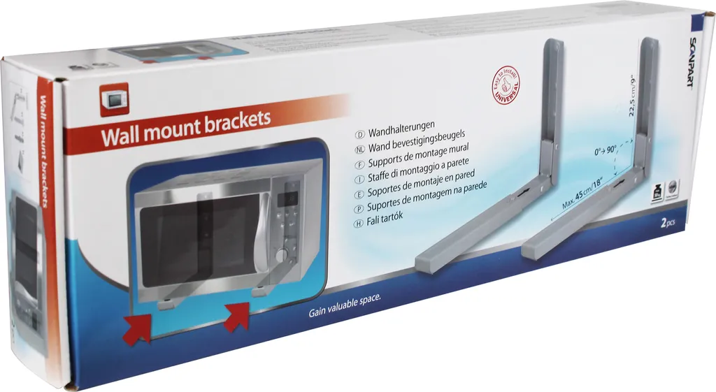 Supports Muraux pour Micro-ondes et Fours - Bras Réglables Argentés