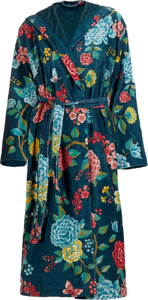 PiP Studio Bademantel Morgenmantel Saunamantel Bathrobe Good Evening, Farbe:Blau, Wäschegröße:M, Artikel:-dark blue