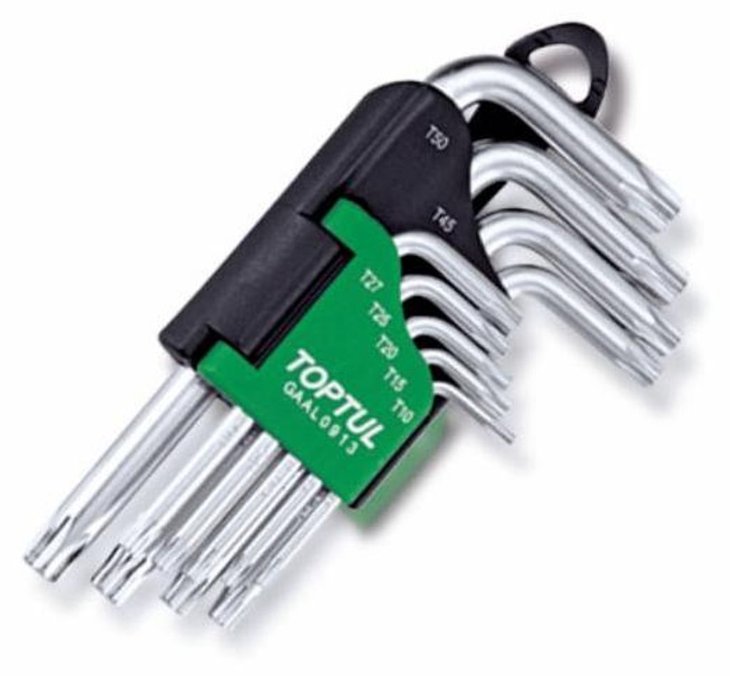 TOPTUL 9-tlg Winkelschraubendrehersatz TORX: T10 T15 T20 T25 T27 T30 T40 T45 T50 GAAL0913