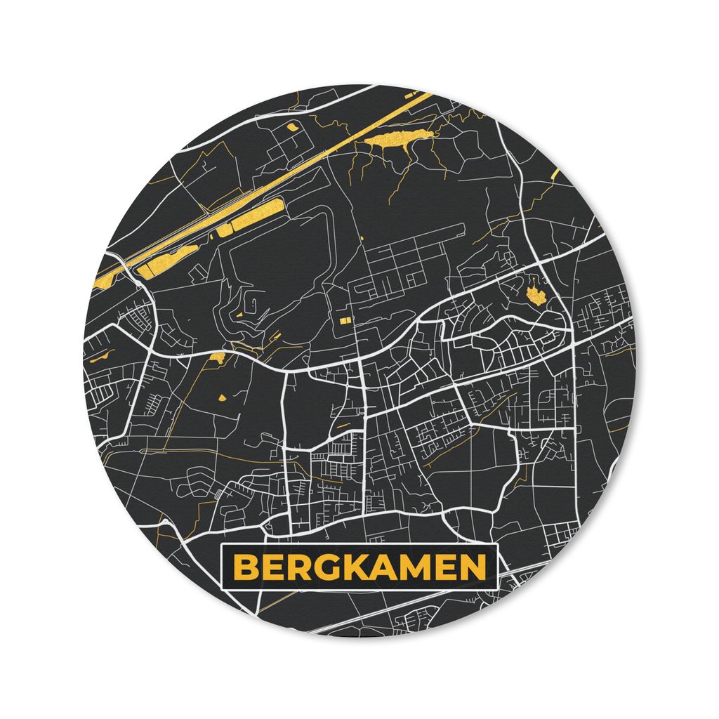 MuchoWow Mauspad Mousepad Deutschland - Schwarz und Gold - Bergkamen - Stadtplan - Karte 50x50 cm - Mousepads - Maus Mat - Pad - Mausunterlage - ...