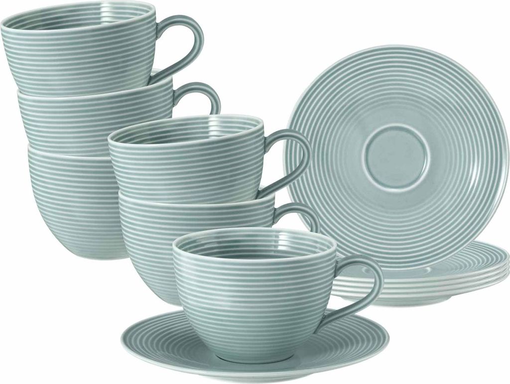 Seltmann Weiden Beat Color Glaze Teetassen mit Untertassen 6er Set Arktisblau