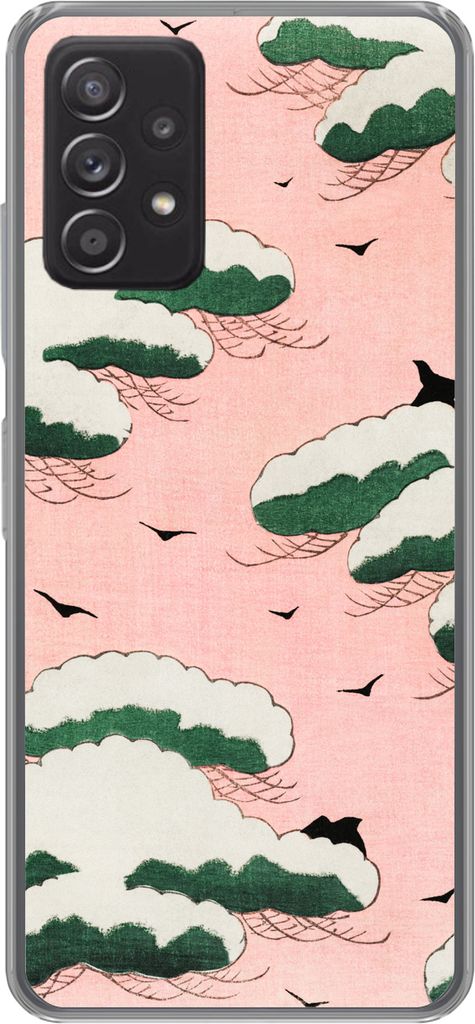 MuchoWow Handyhülle Schutzhülle Hülle für Telefoonhoesje Samsung galaxy a73 Retro - Wolke - Vogel - Himmel - Japanisch Silikon Softcase Handy...