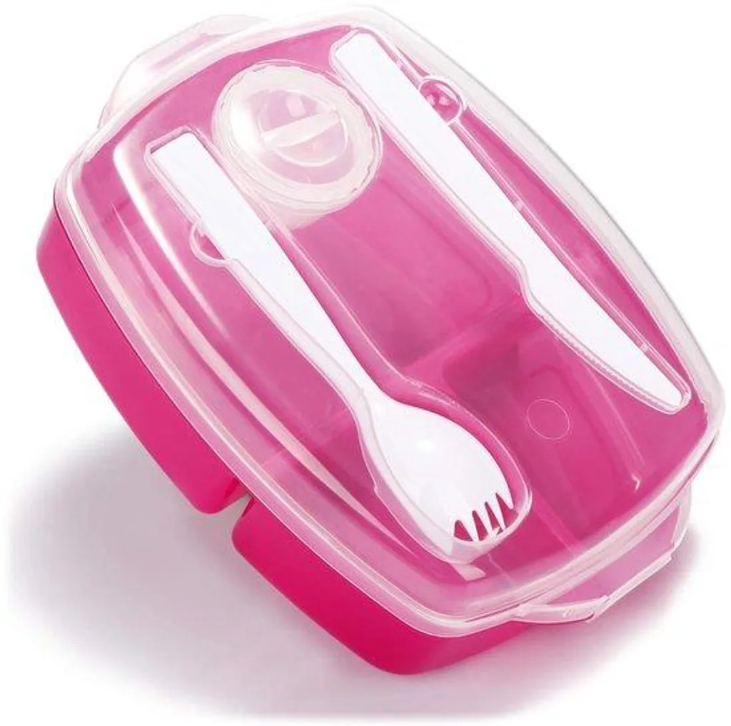 Boîte repas 23x17,5cm plastique sans BPA avec couverts et mini pot