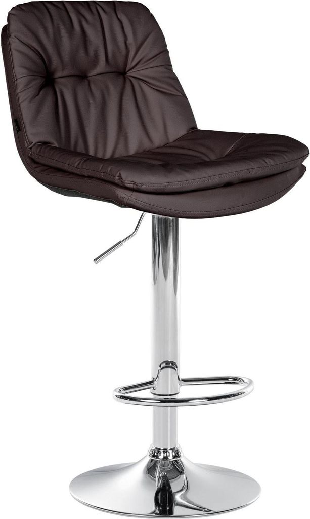 Barhocker Kunstleer - Hocker - Hoher Sitzkomfort - Pflegeleicht - Modern und verstellbar | Farbe: Braun | Material Basis: Metall in Chromoptik