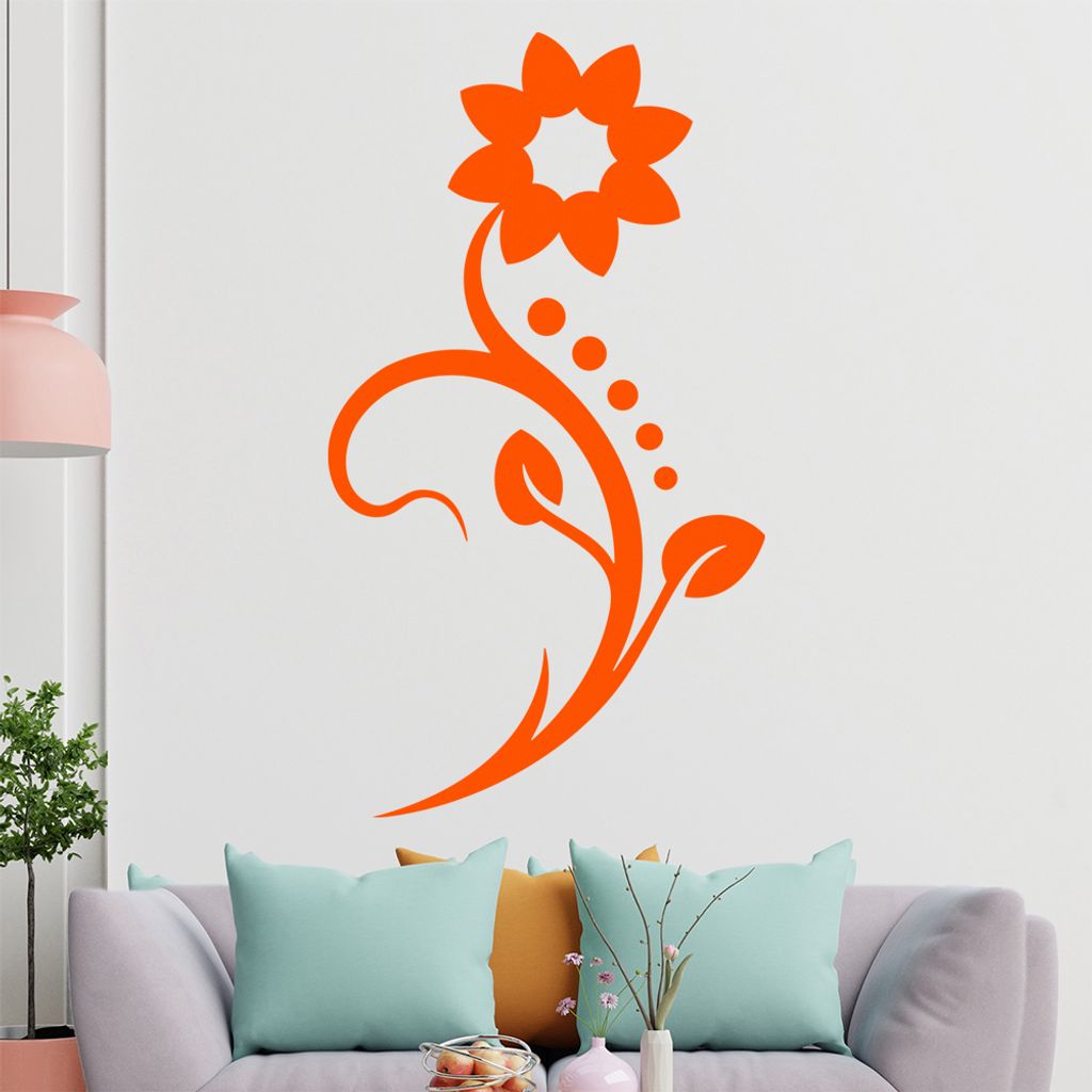 Blume - Linien Punkte Wandtattoo in 6 Größen - Wandaufkleber Wall Sticker - Dekoration, Küche, Wohnzimmer, Schlafzimmer, Badezimmer