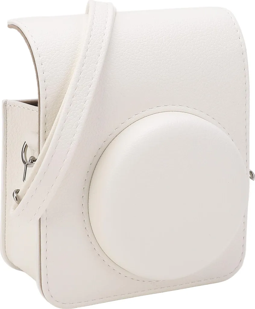 Custodia protettiva per fotocamera istantanea, PU, stile retrò, resistente alla pioggia e ai graffi, con tracolla regolabile e rimovibile per Instax Mini 40, bianco