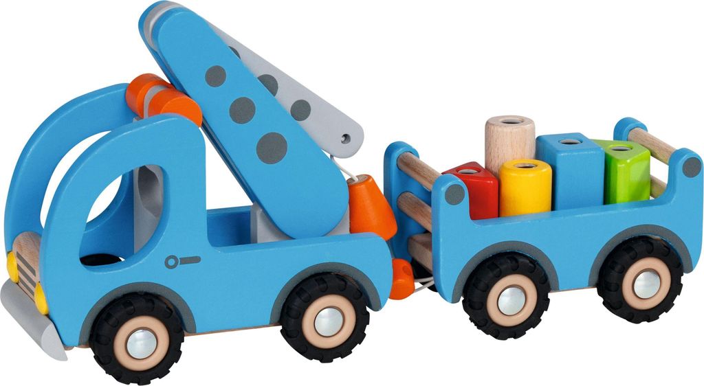 goki 55875 Kranwagen mit Anhänger 32 x 9 x 16 cm, Holz, 5 Produktbild 