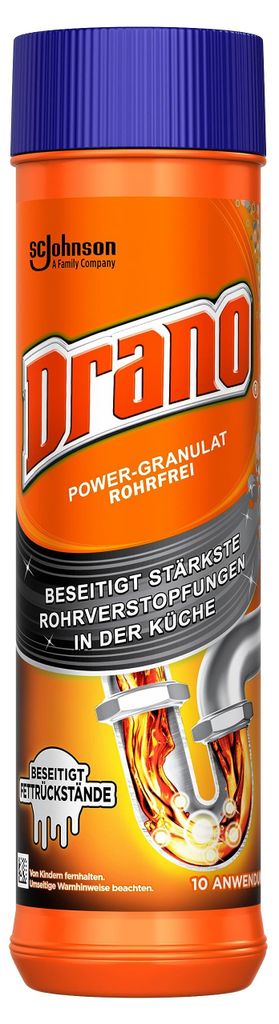 Drano Extra Stark, Power-Granulat Rohrfrei Abflussreiniger, Produktbild 