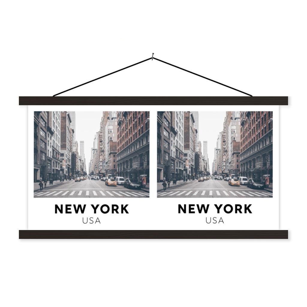 MuchoWow Textilposter New York - Amerika - Weg 90x45 cm mit schwarzem Rahmen - Klemmleisten