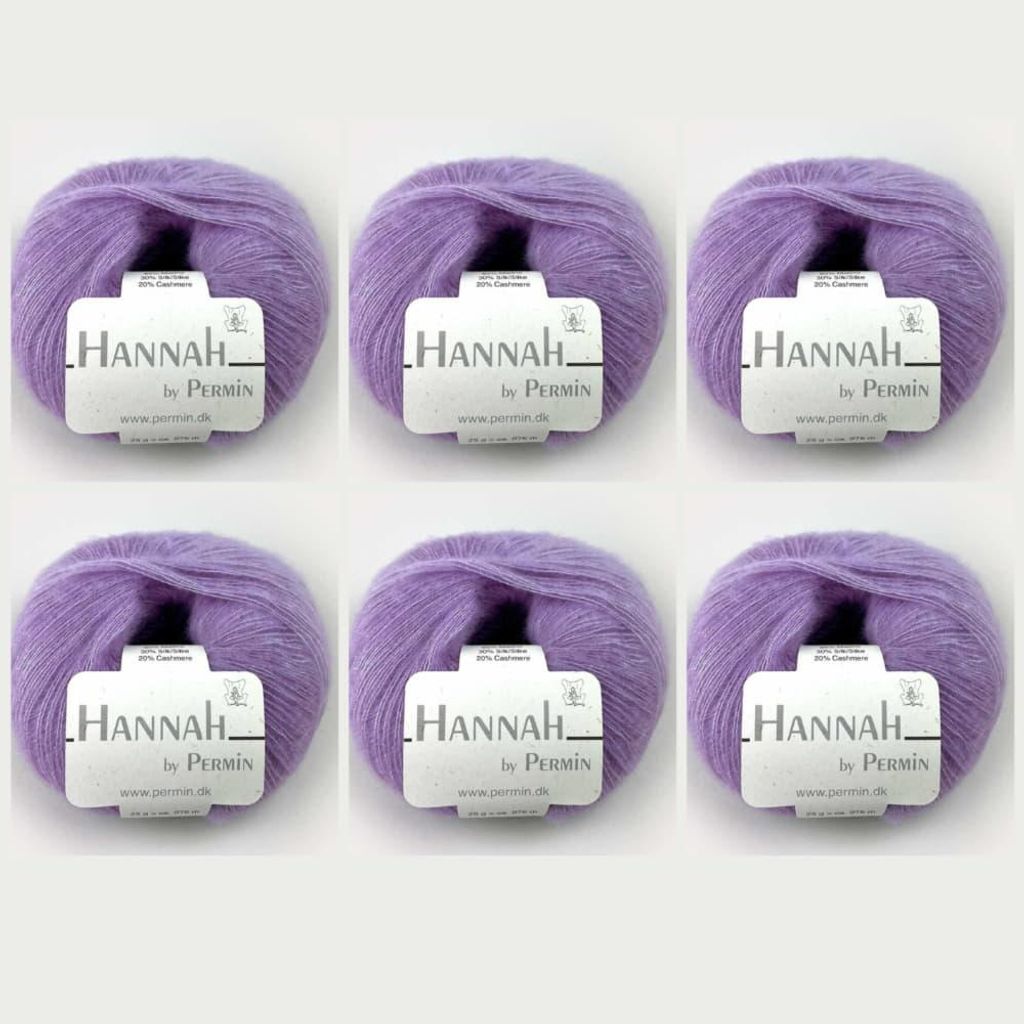 6x Hannah by Permin – Luxusgarn aus Wolle, Seide & Kaschmir (10 violet)
