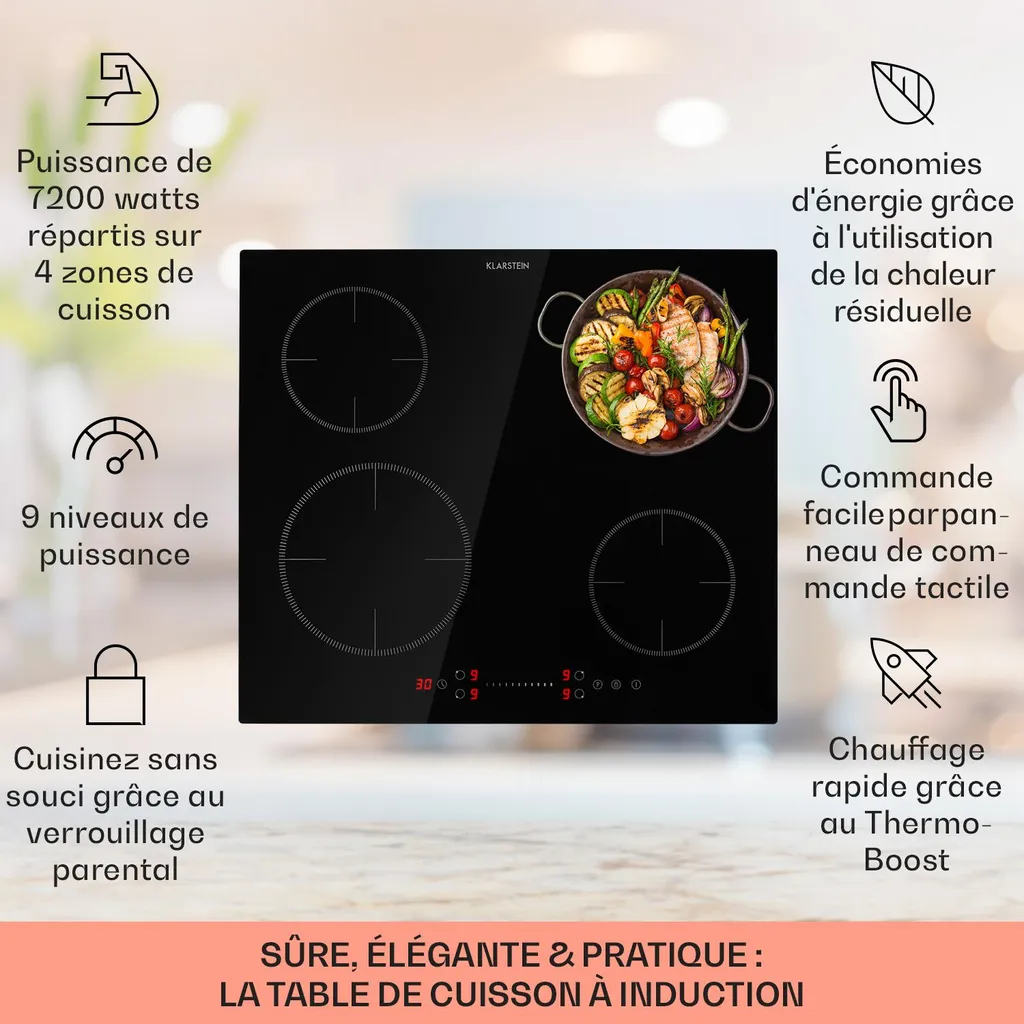 Table Cuisson Induction 7200W Sécurisée Finis les Plats Brûlés 4 Feux - 2