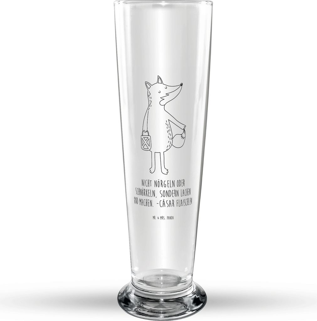 Mr. & Mrs. Panda Bierglas Fuchs Laterne - Transparent - Geschenk, Bierbecher, Glasbierglas, Glasbecher, Positiv, Sankt Martin, Optimistisch, Bier G...