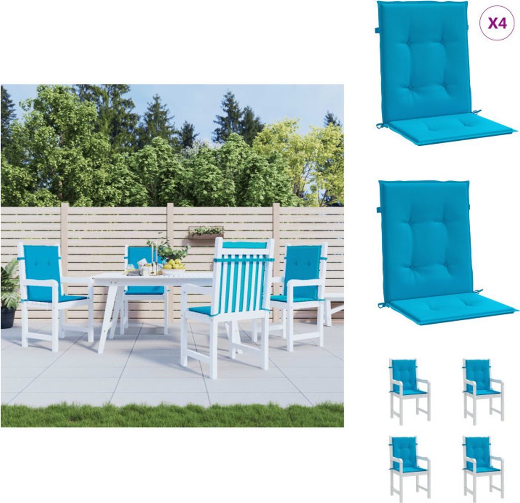 vidaXL Gartenstuhlauflagen für Niedriglehner 4 Stk. Blau 100x50x3 cm - Sitzpolster